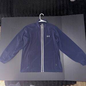 Men's Medium Under Armour Men's Navy Track‎ Jacket Full Zip Polyester Activewear
